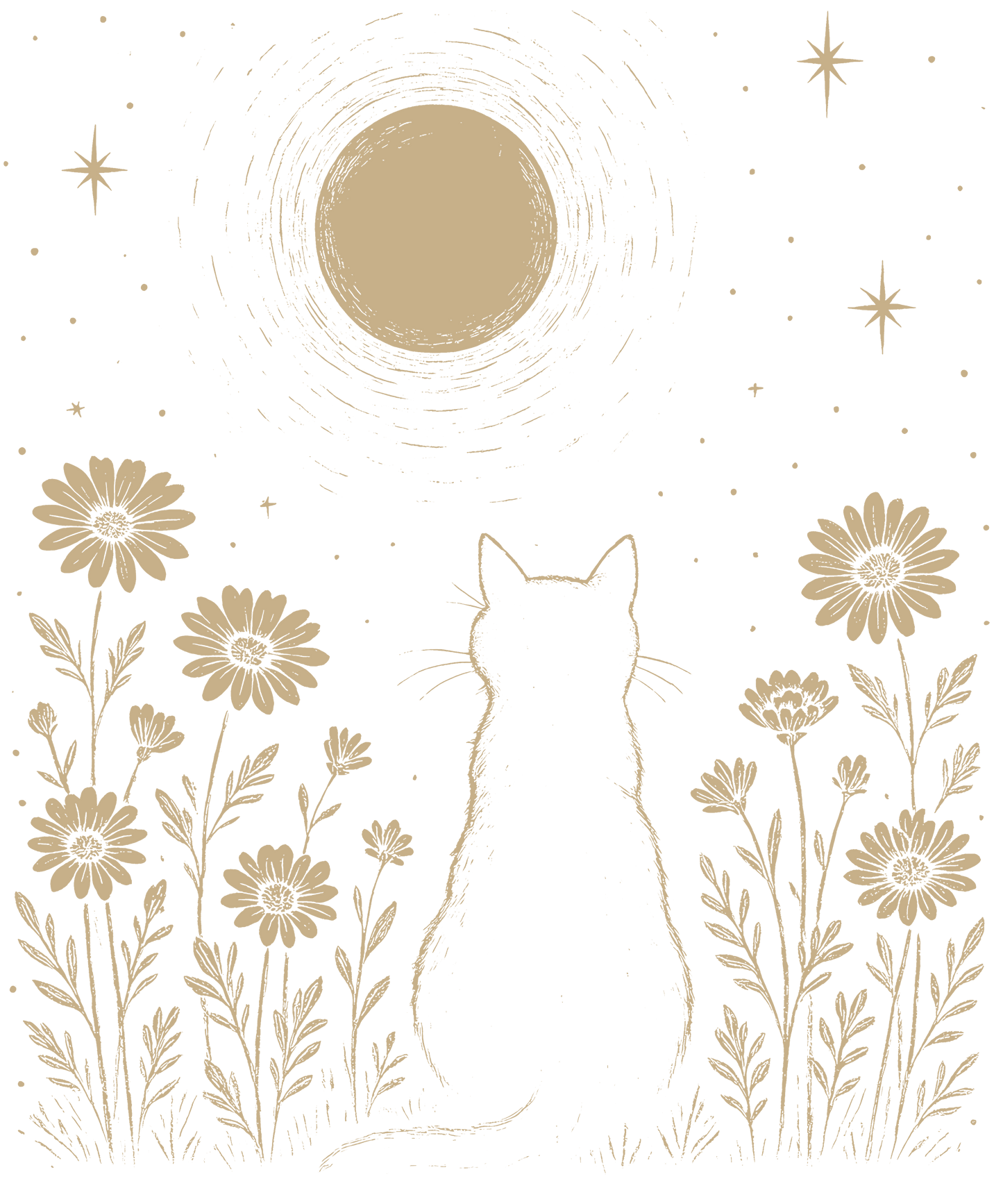 Cat in the Meadow at Night