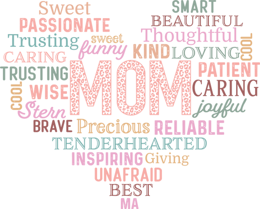 Mom Hearth Shaped Adjectives in Multicolor