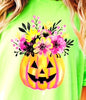 Neon Pumpkin with Flowers