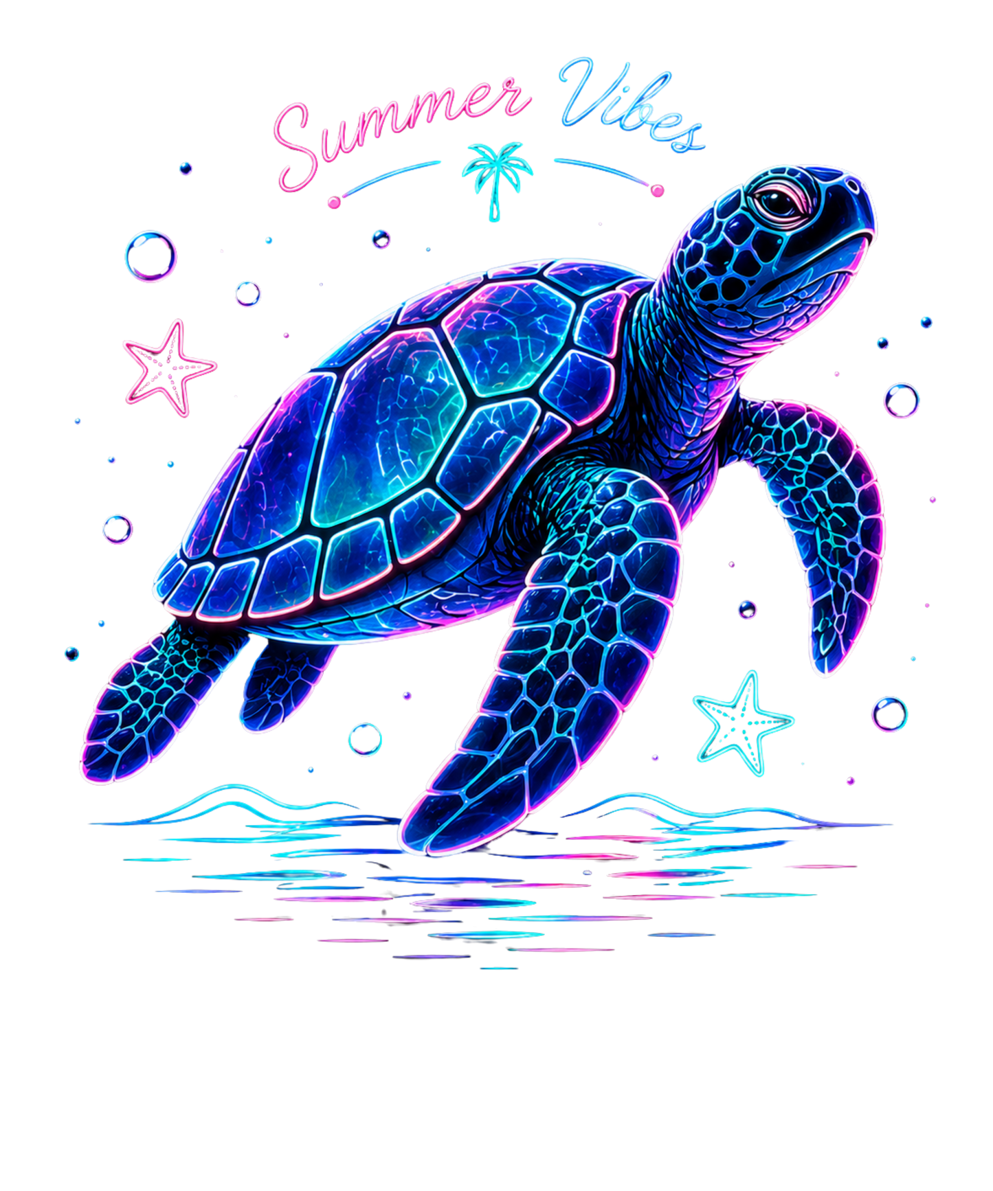 Neon Sea Turtle Summer Vibes