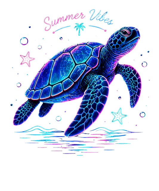 Neon Sea Turtle Summer Vibes