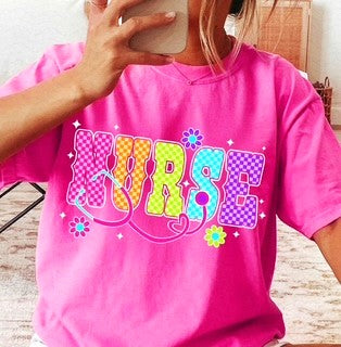 Nurse Plaid Bright Lettering