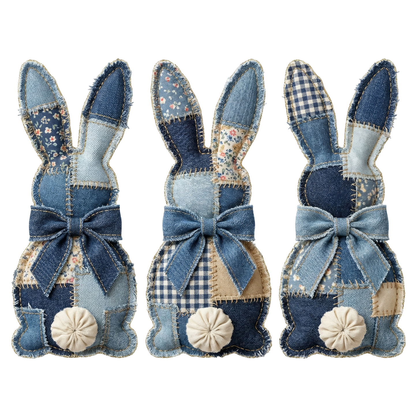 Patchwork Bunnies in Faux Denim