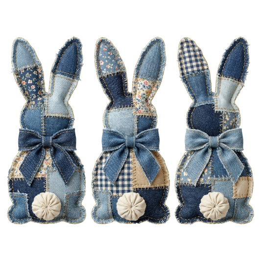 Patchwork Bunnies in Faux Denim