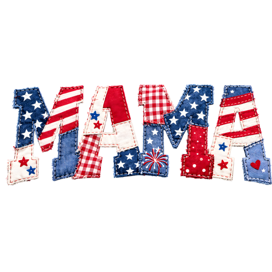 MAMA Faux Quilted Patriotic Letters