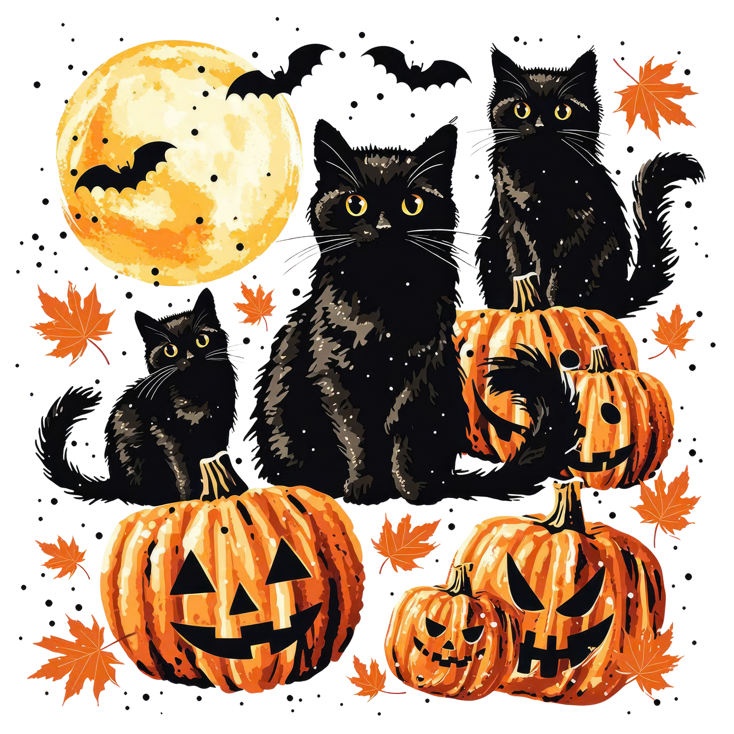 Jack O' Lanterns and Black Cats Halloween