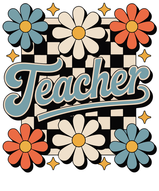 Retro Teacher with Flowers