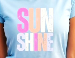 SUNSHINE (pink, melon,white,lavendar colored lettering)