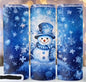 20oz Skinny Tumbler- Blue Snowman & Snowflakes