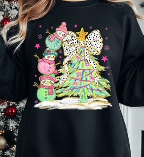 Stacked Snowmen to the Top of a Tree Neon