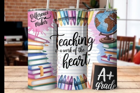 20oz Skinny Tumbler- Teaching is a Work of Heart