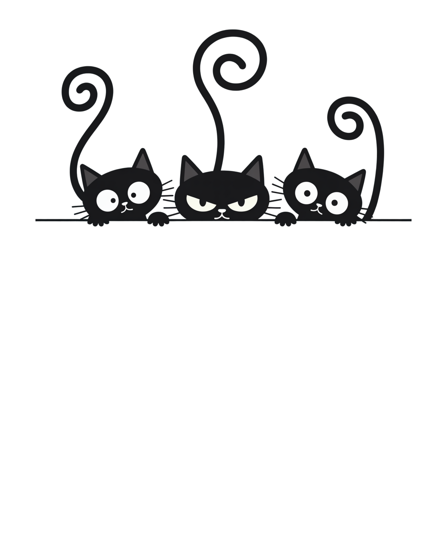 Three Black Cats Peek a Boo