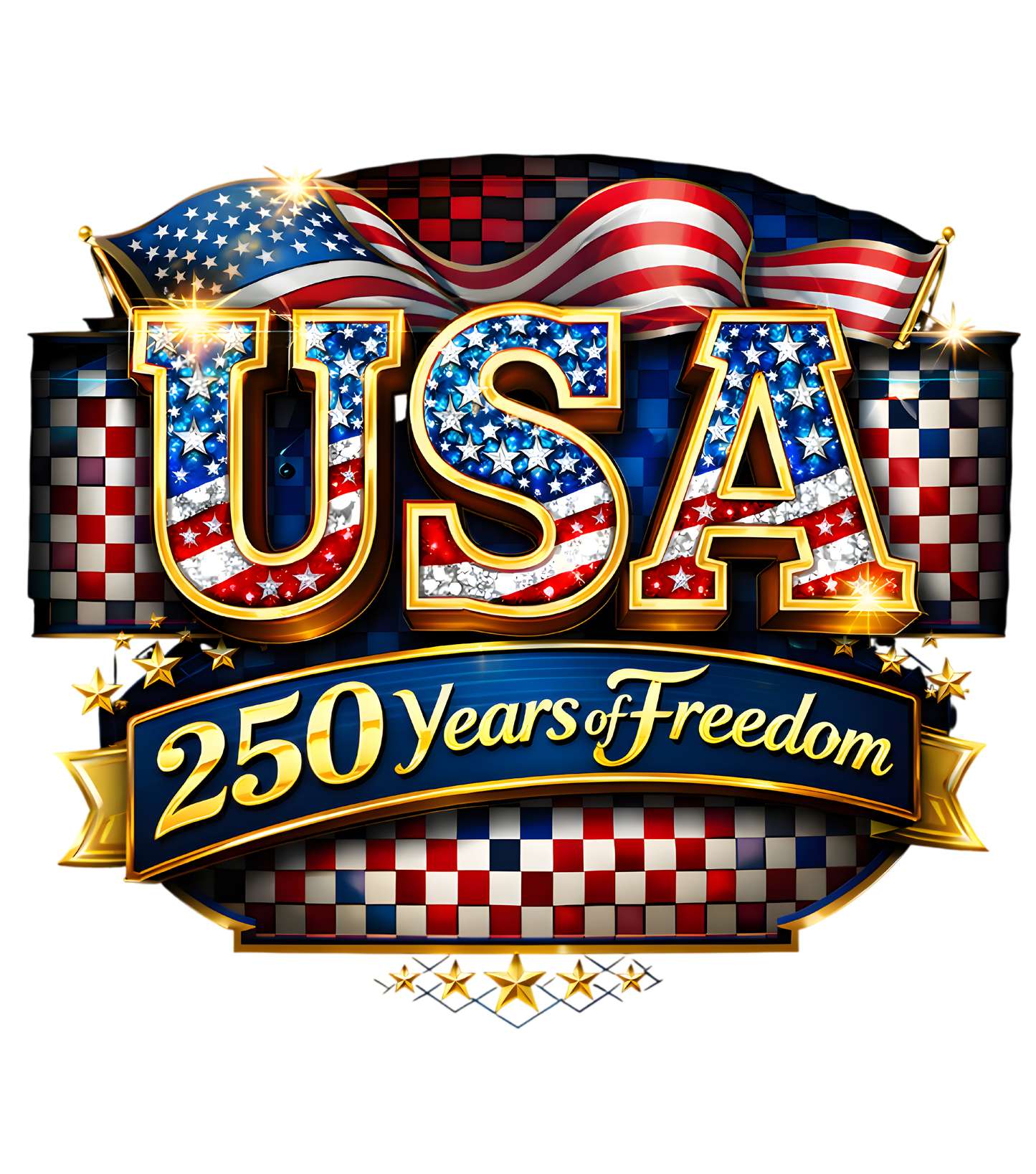USA 250 Years of Freedom Checkered Background