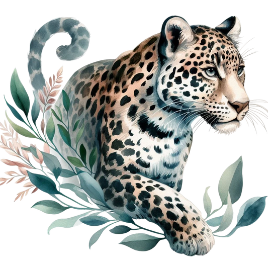 Leopard With Flowers