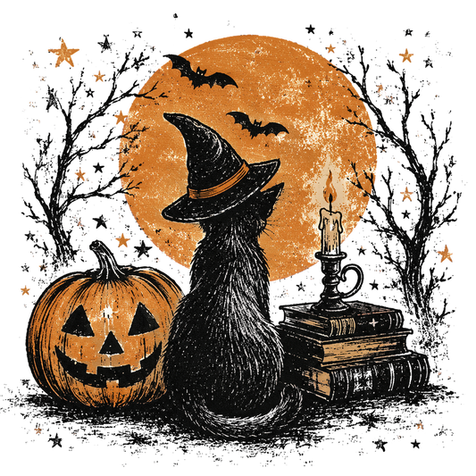 Witch Cat Pumpkin Halloween