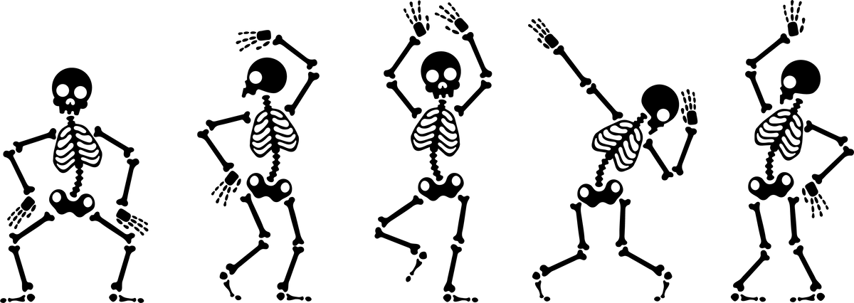 Dancing Skeletons in black