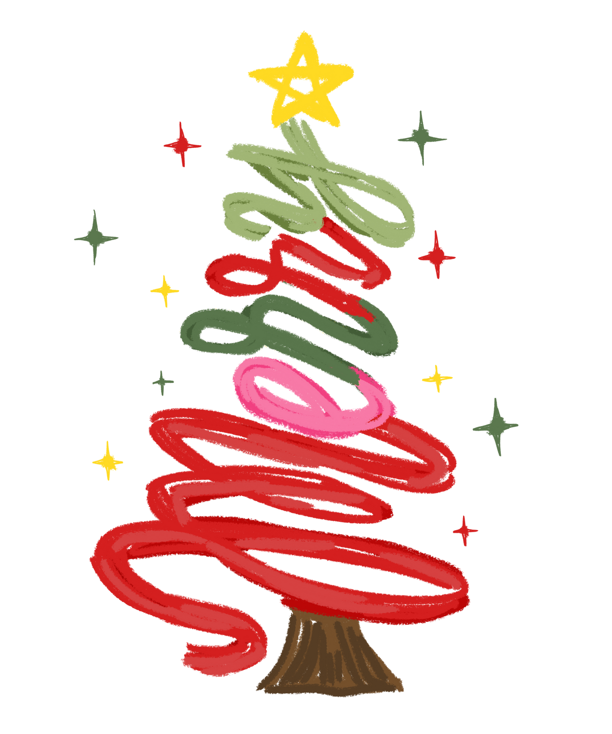 Merry Cursive Christmas Tree