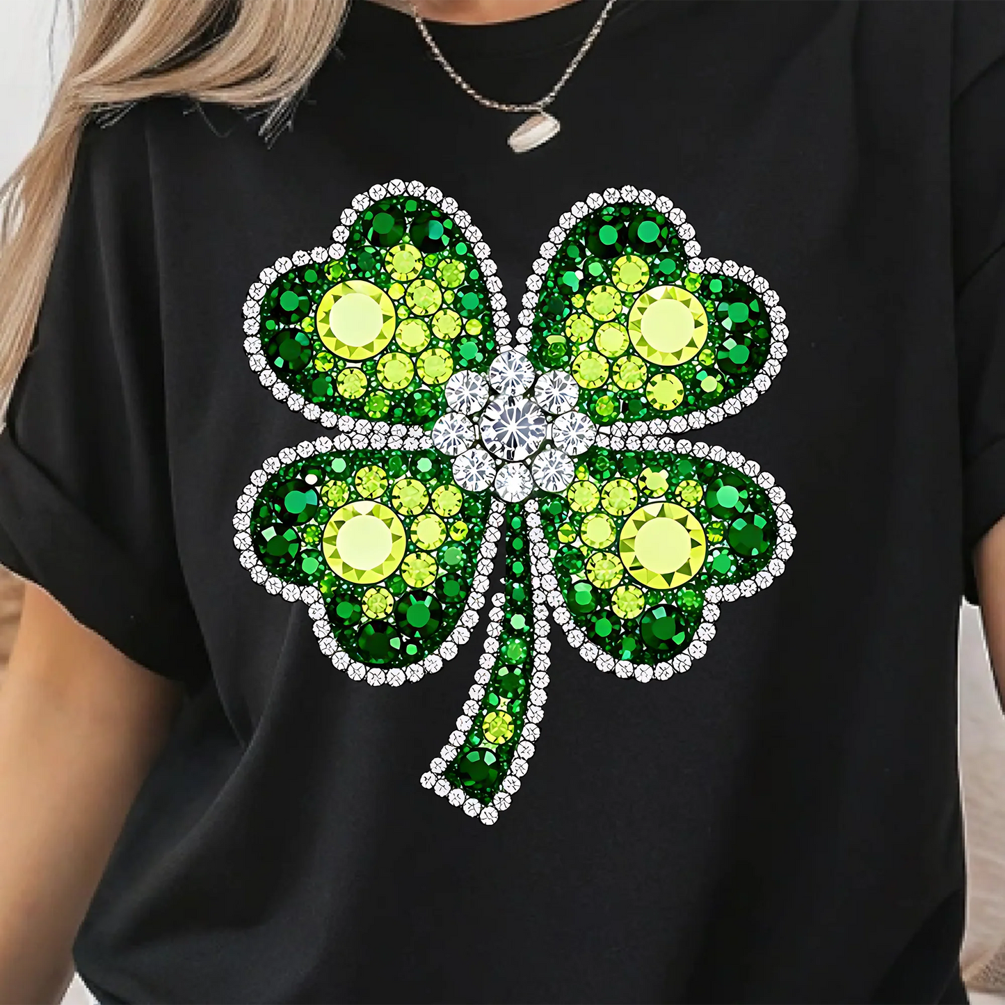 St. Patrick's Day Faux Rhinestone Clover