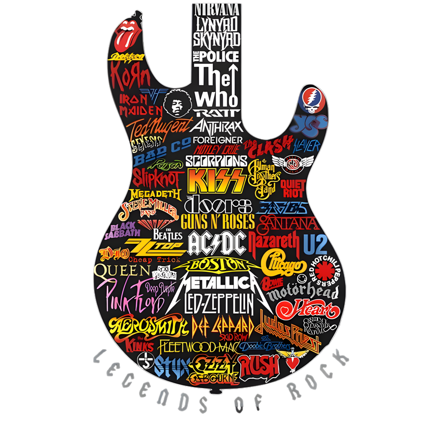 Rock Guitar with Bands Listed